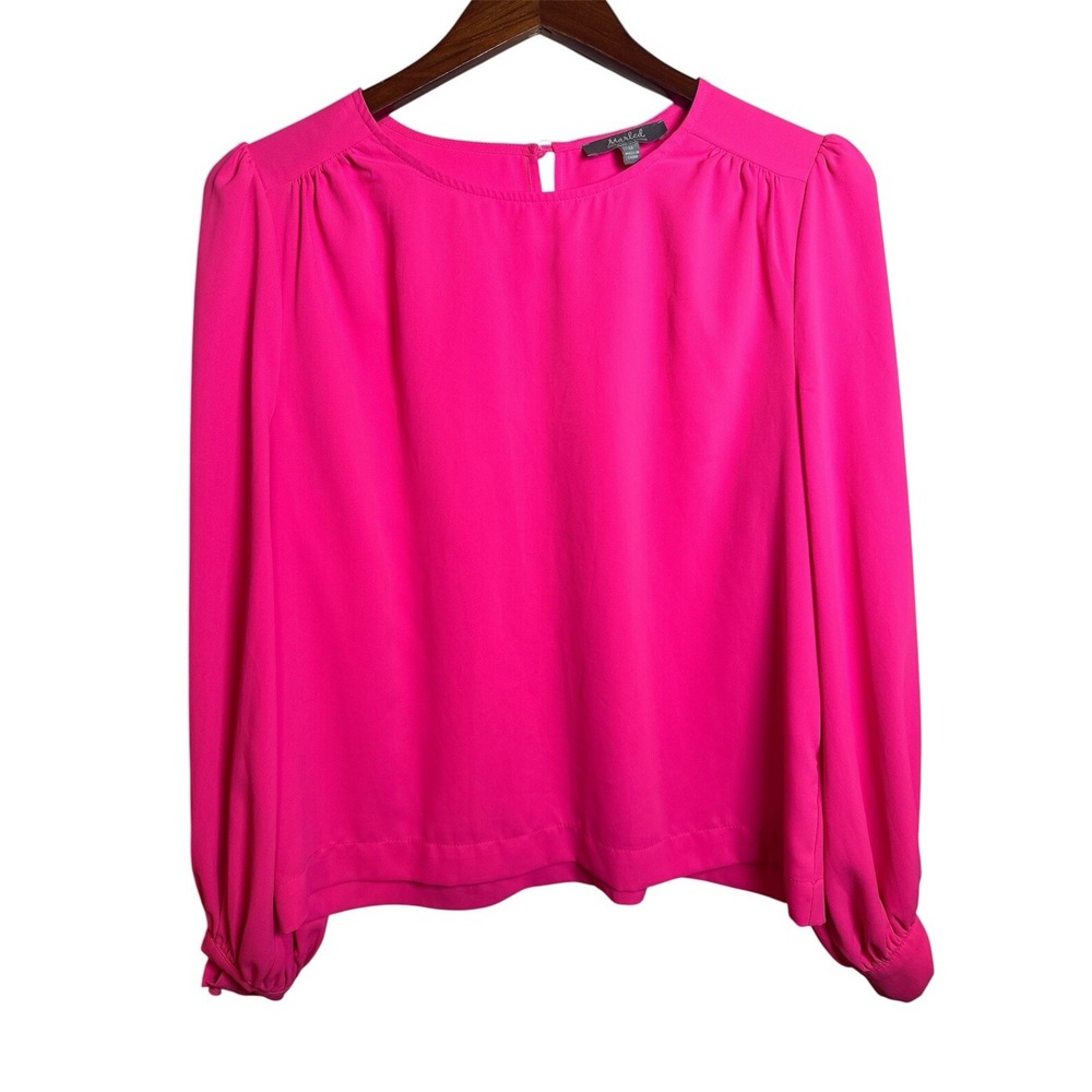 Marled Size Medium Pink 3/4 Sleeve Back Keyhole Lightweight Blouse